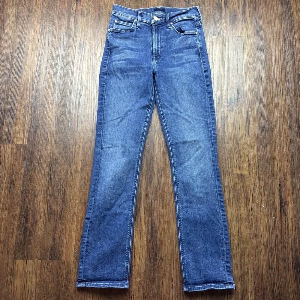 MOTHER The Mid Rise Dazzler Ankle Fray Nothing Between Us Dark Wash Size 25